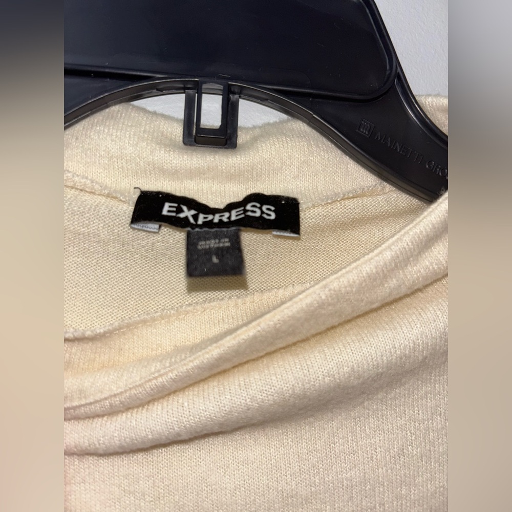 Express Elegant Cream Embellished Women's Top - Picture 4 of 5